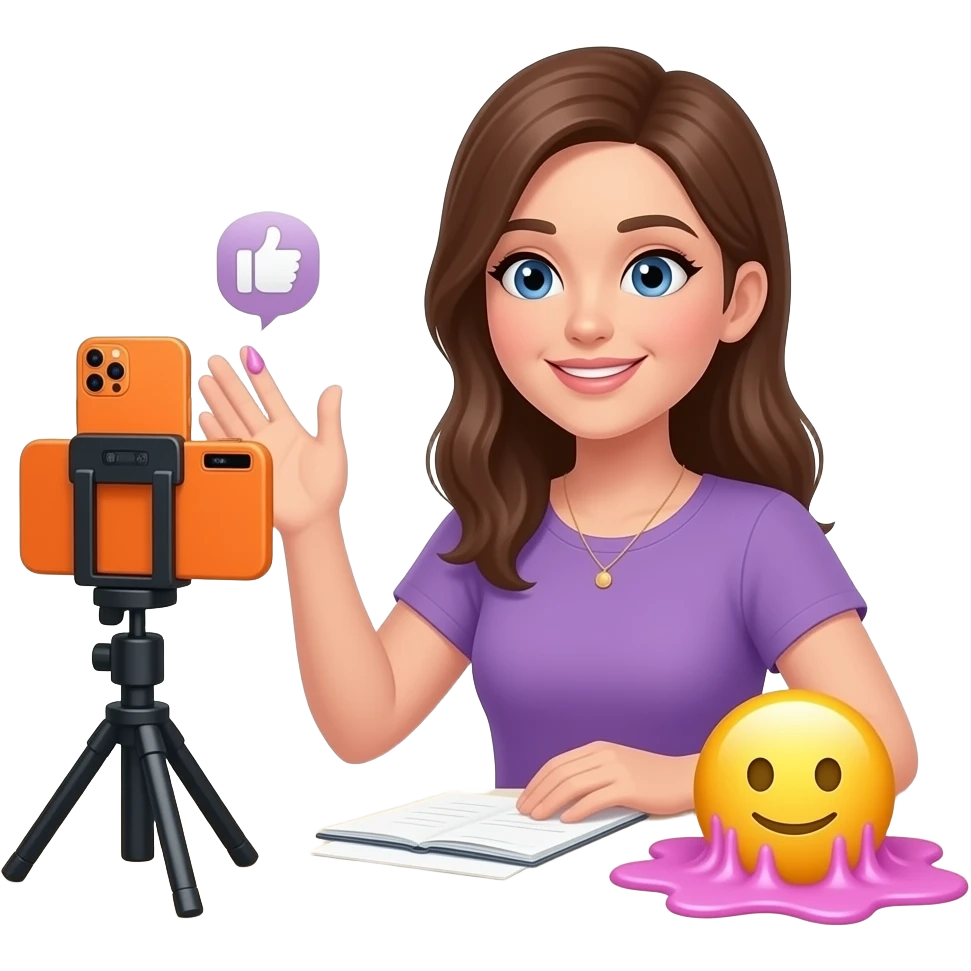 An women is making live about slime the phone17 pro max orange color is in the table and she gets 10,000 likes and coments and she is playing with taba squishy emoji emoji