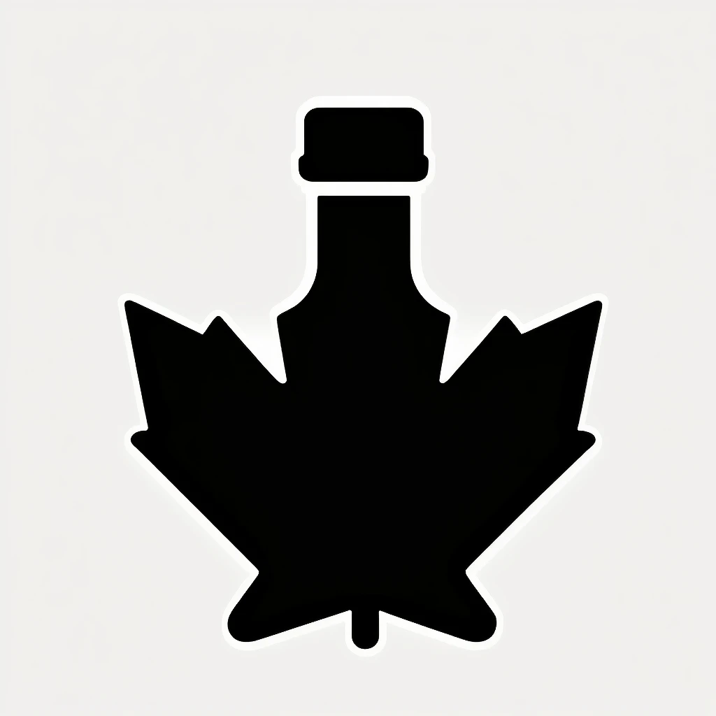 2D logo of a maple syrup bottle, simple and flat, bold black outlines, in the style of the Raspberry Pi logo emoji