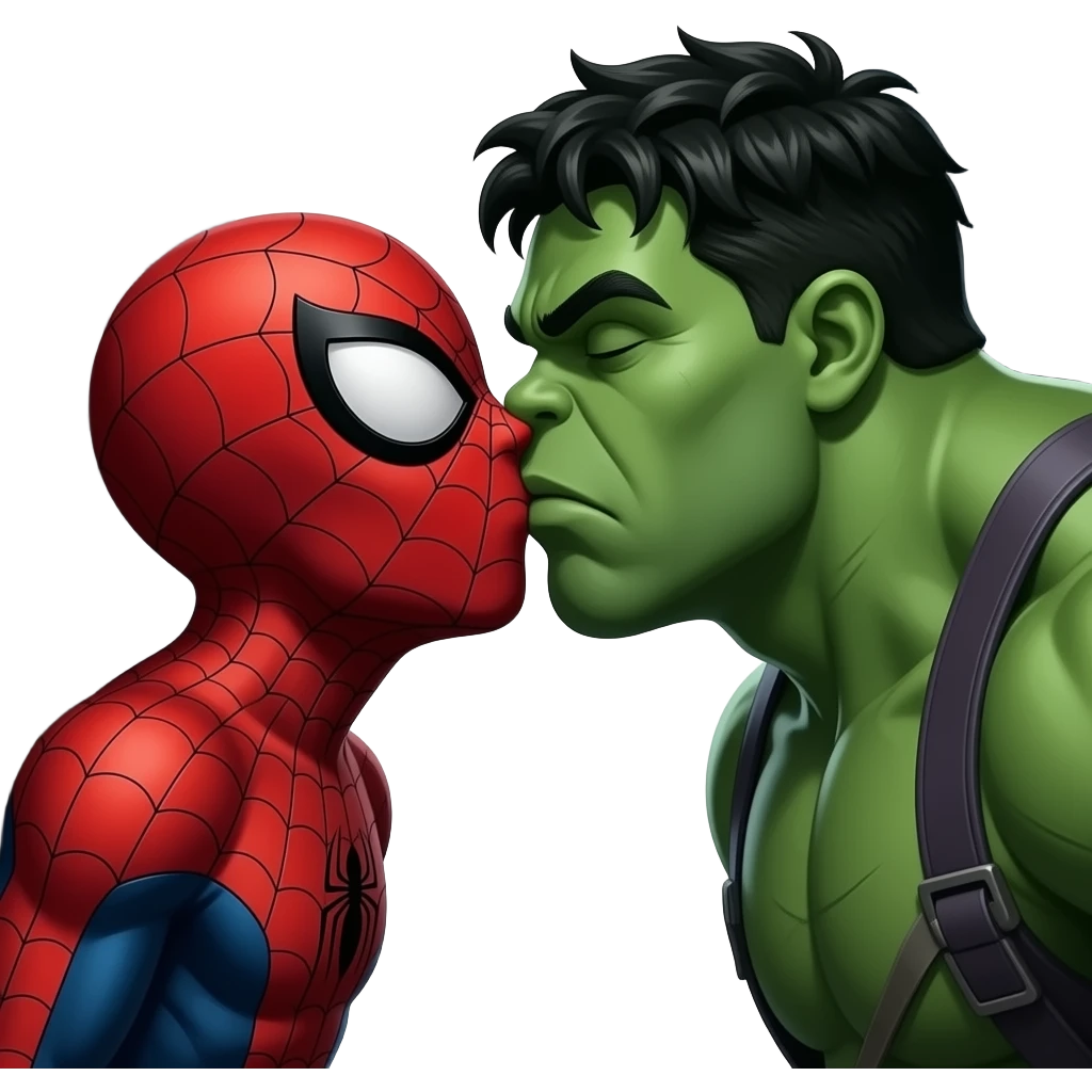 Spider man and hulk   kiss kiss creepy emoji