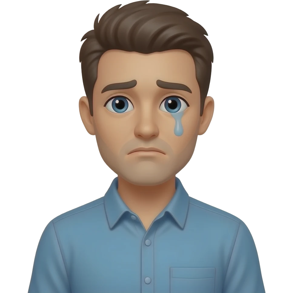 man standing alone and sad emoji