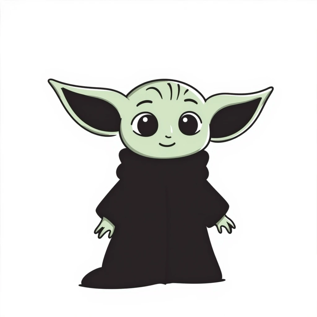 baby yoda, hand drawn doodle style emoji