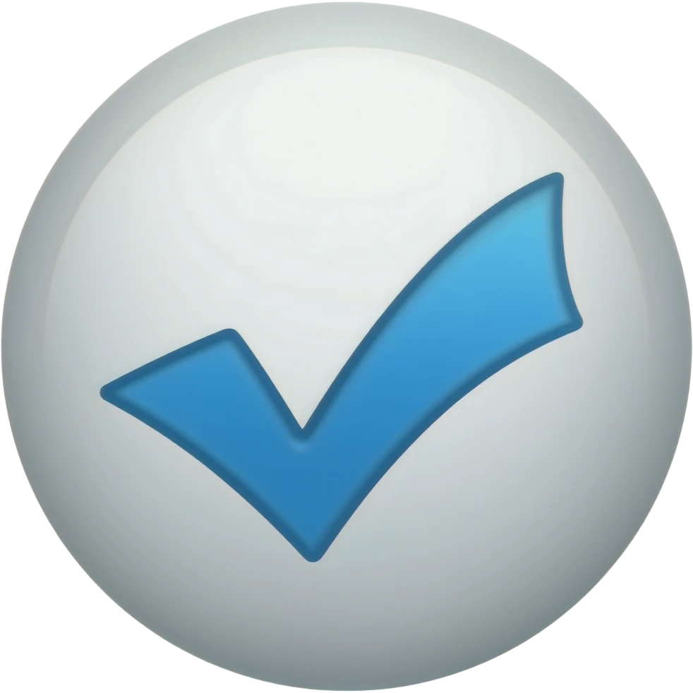 Beyaz mavi tik yuvarlak boşluklar beyaz emoji