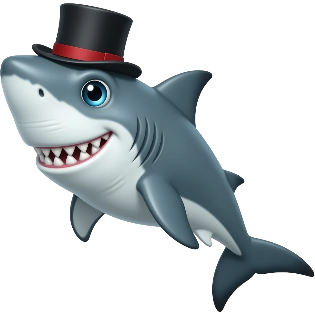 Shark with a top hat emoji