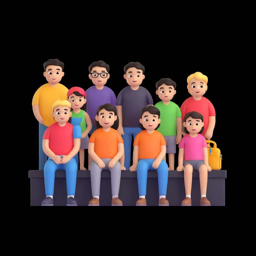 depict 8 people, 5 of which are girls and 4 are boys emoji