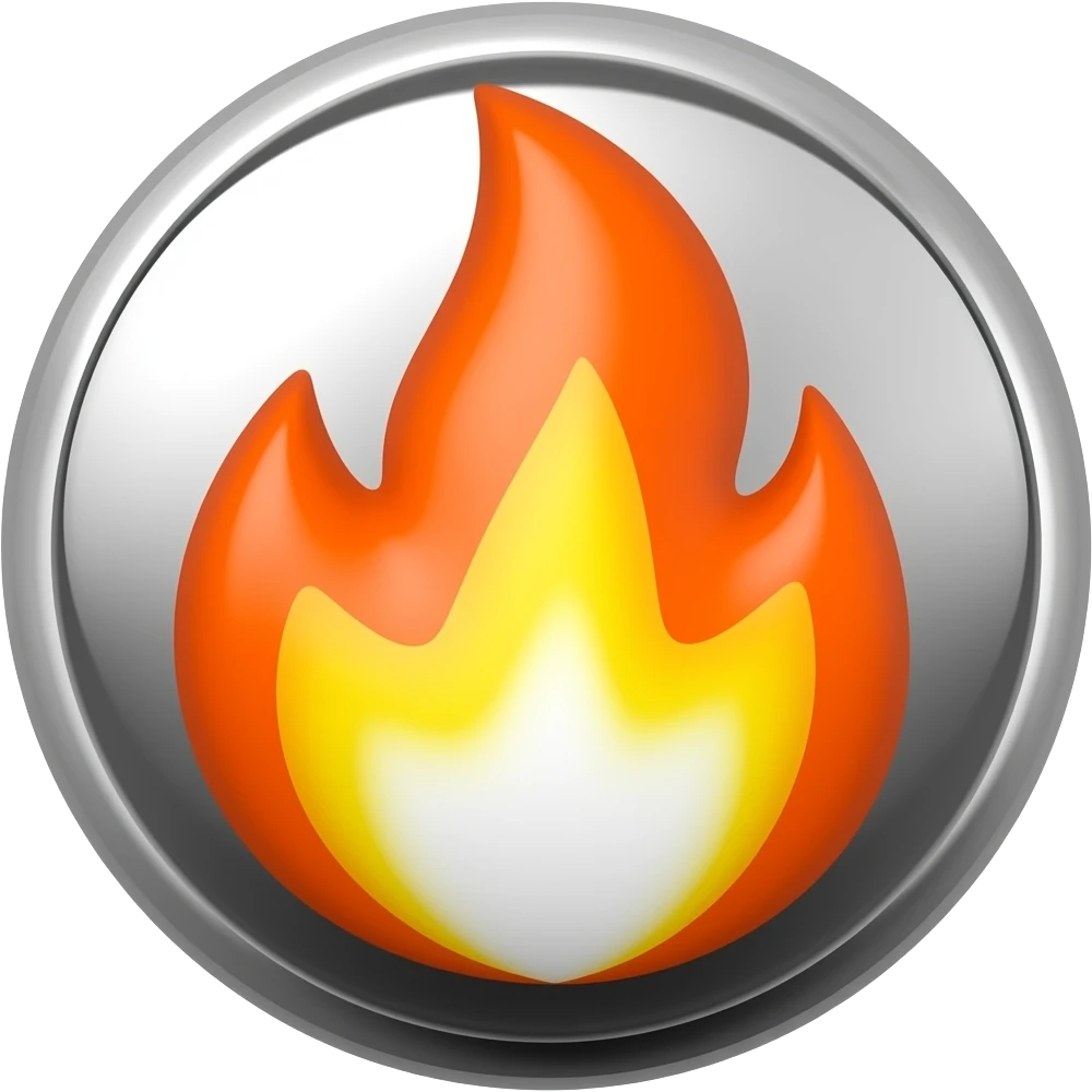 Black and high polished chrome Kuwaii fire emoji emoji