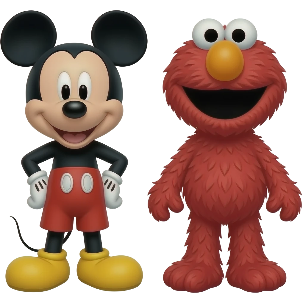 Mickey Mouse Full Body, Clifford the Big Red Dog, and Elmo emoji