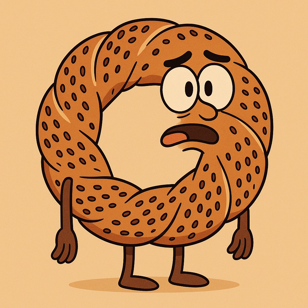 a simit, Turkish sesame bagel, cartoon style emoji