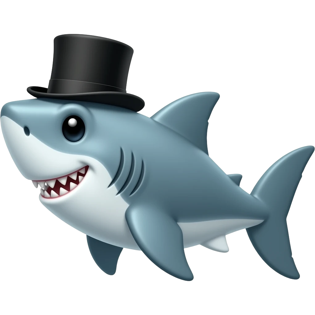Shark with a top hat emoji