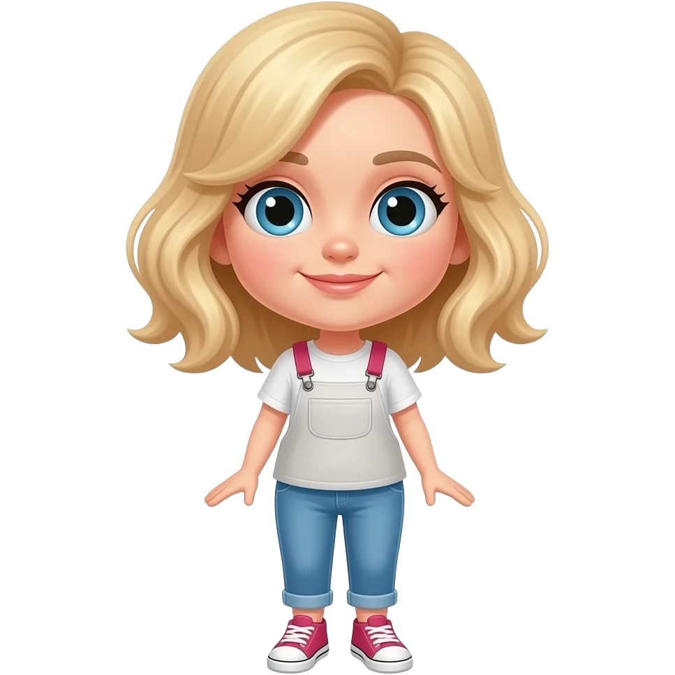 UN EMOJI DE COSTURA MODERNA CHICA RUBIA PELO RIZADO Y CORTO emoji