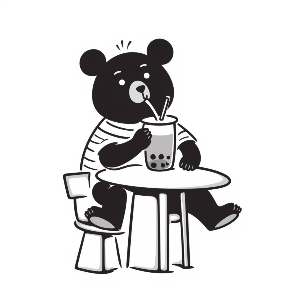 cute bear drinking boba tea emoji