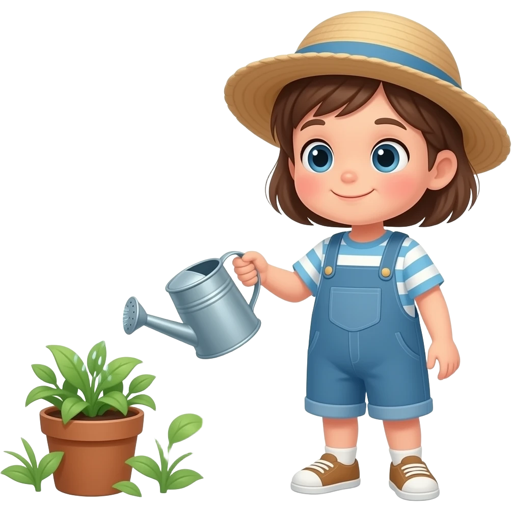 kid watering plants emoji