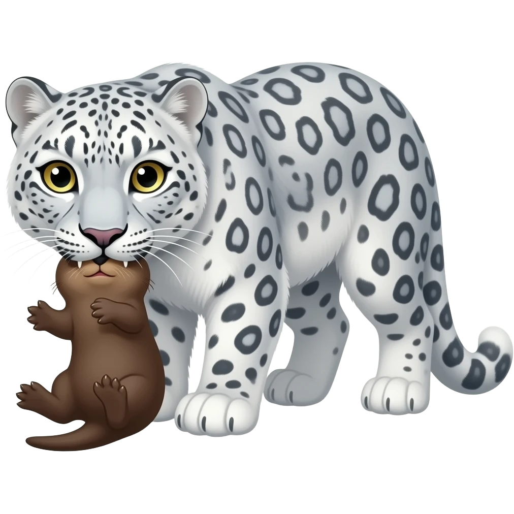 snow leopard killing otter emoji