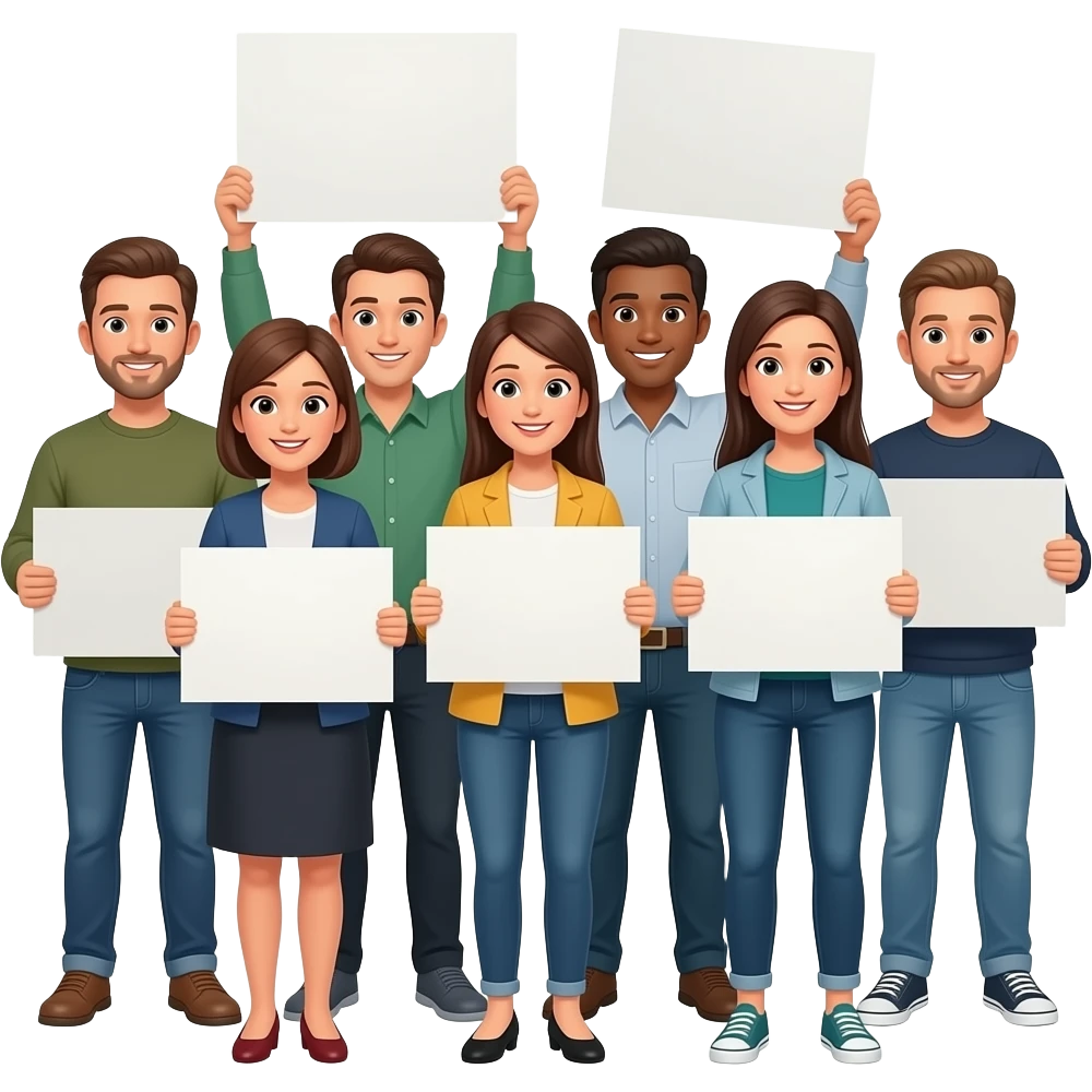 persones con carteles emoji