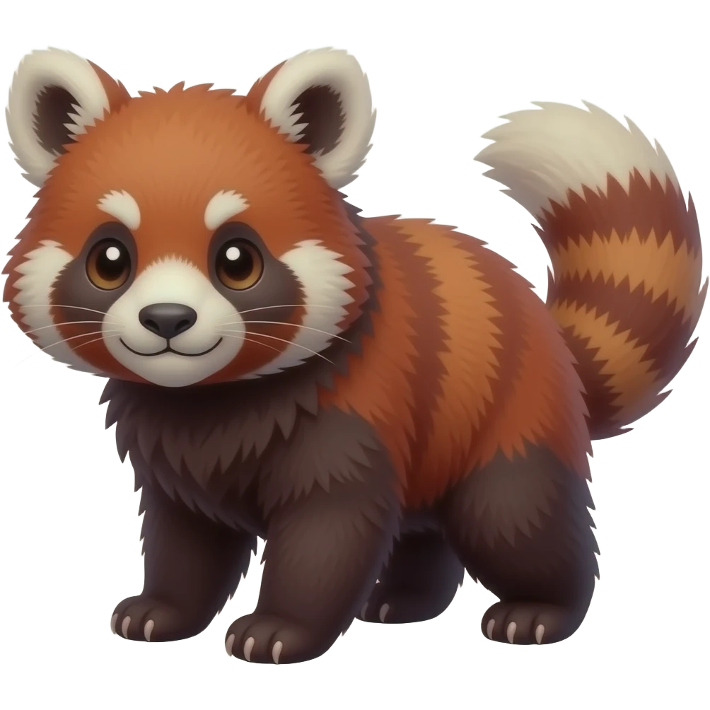 Dark Brownish red soft natural realistic romantic vintage antique divine beautiful elegant pretty precious cute young youthful shiny Fakémon-Pokémon-opossum-genet-civet-red-panda-feline-rodent-Furret-hybrid-creature (full body) emoji