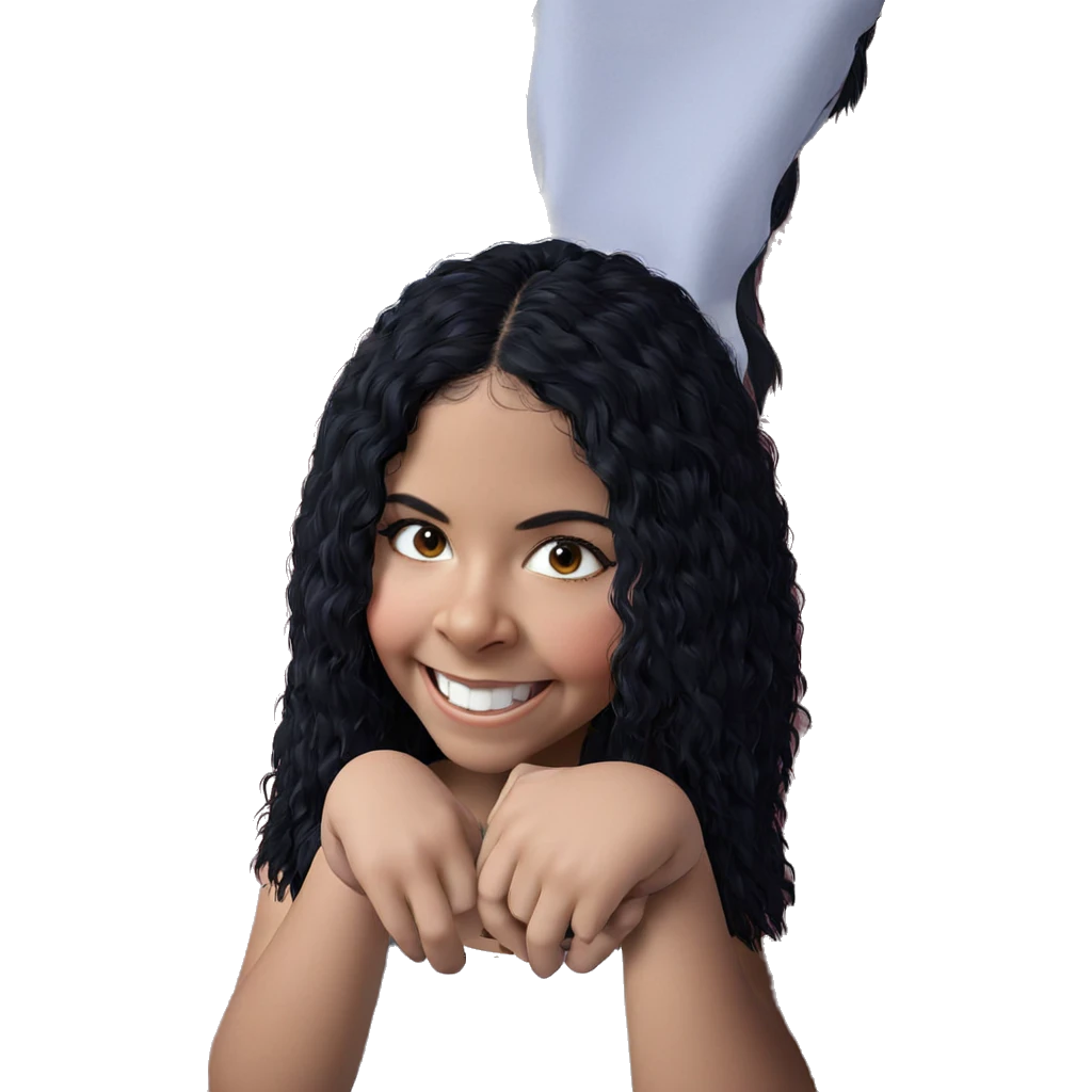 smiling girl with black hair emoji