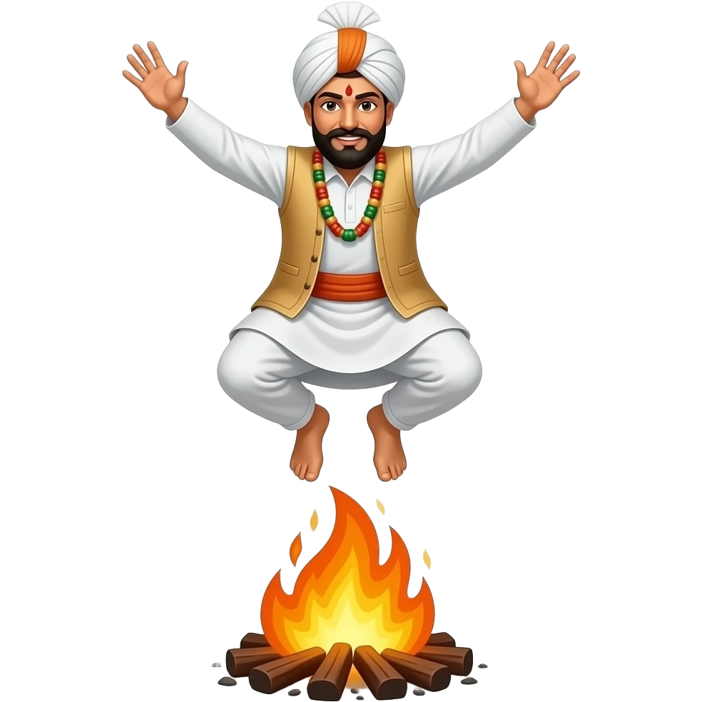 Parsi man jumping over fire emoji