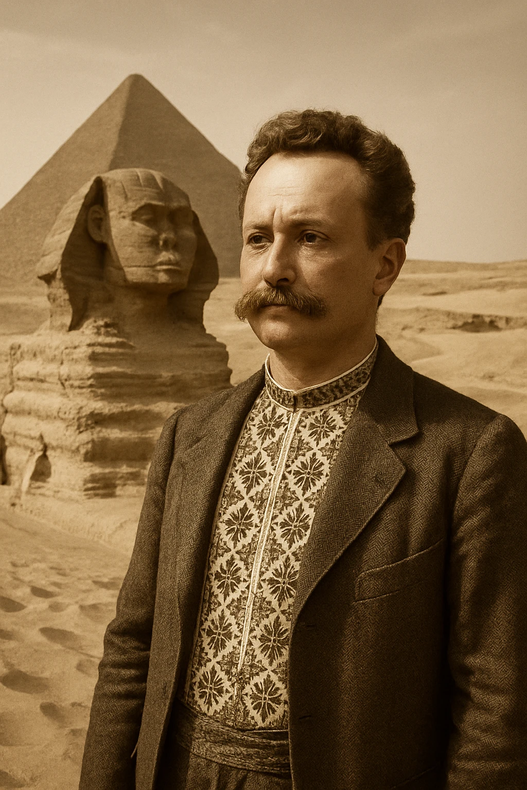 near the statue of the sphinx in Egypt emoji