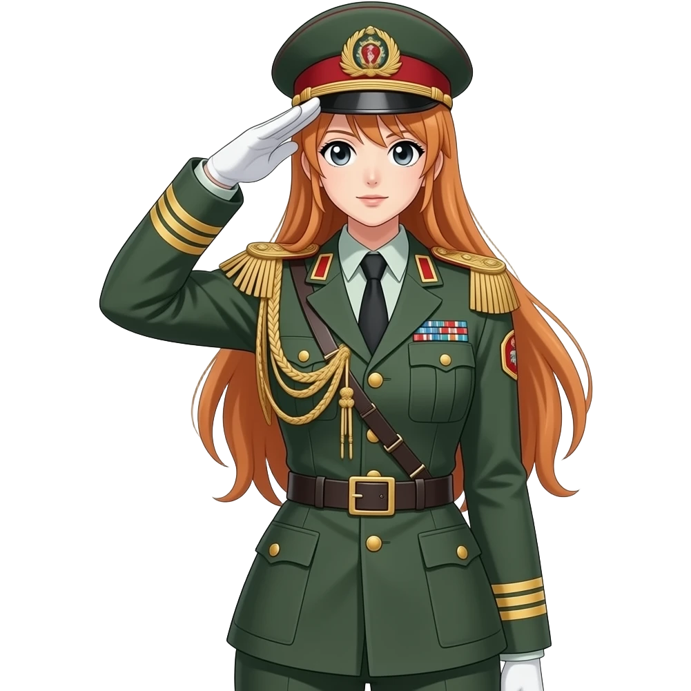Nami from One piece as female military general salute emoji