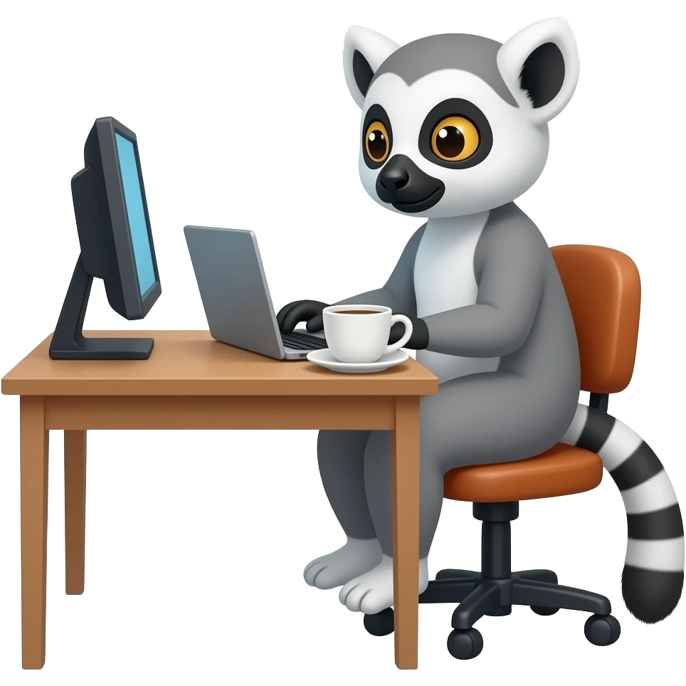 A lemur working on computer emoji