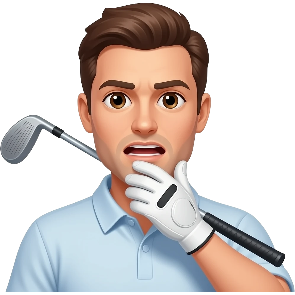 Man choking holding golf club emoji