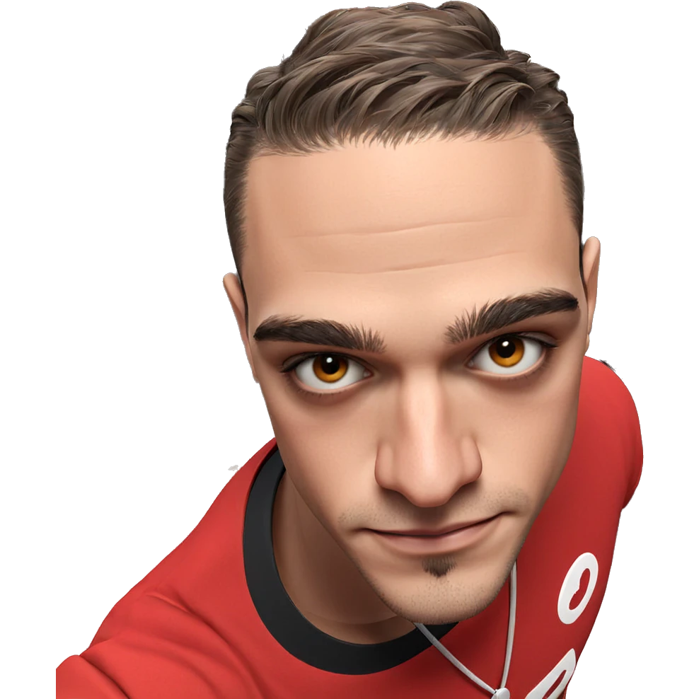 male portrait in red shirt emoji
