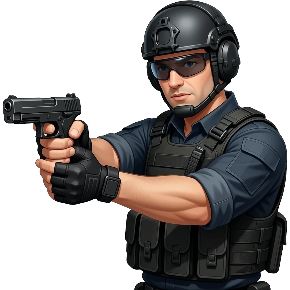 White guy shooting guns emoji
