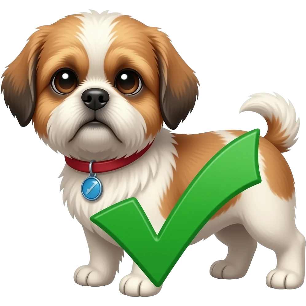 shish tzu with a check mark emoji