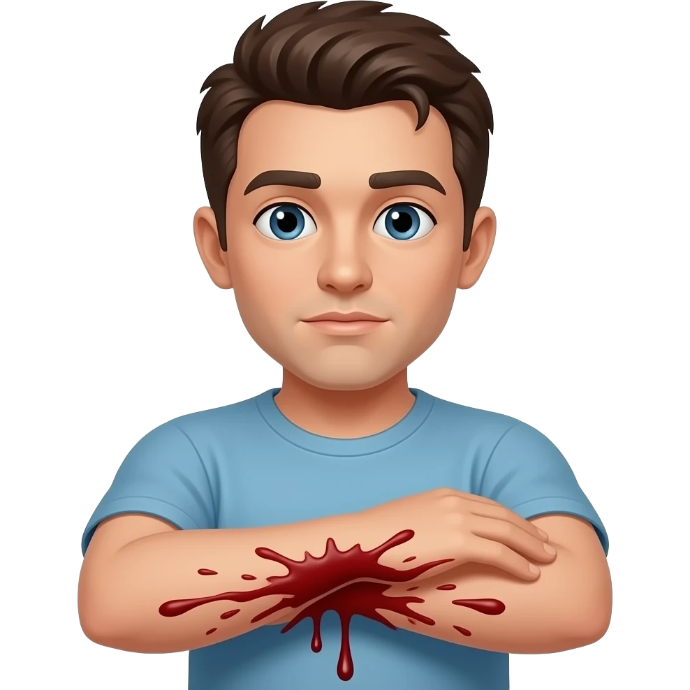 Forearm emoji with bleeding cuts emoji