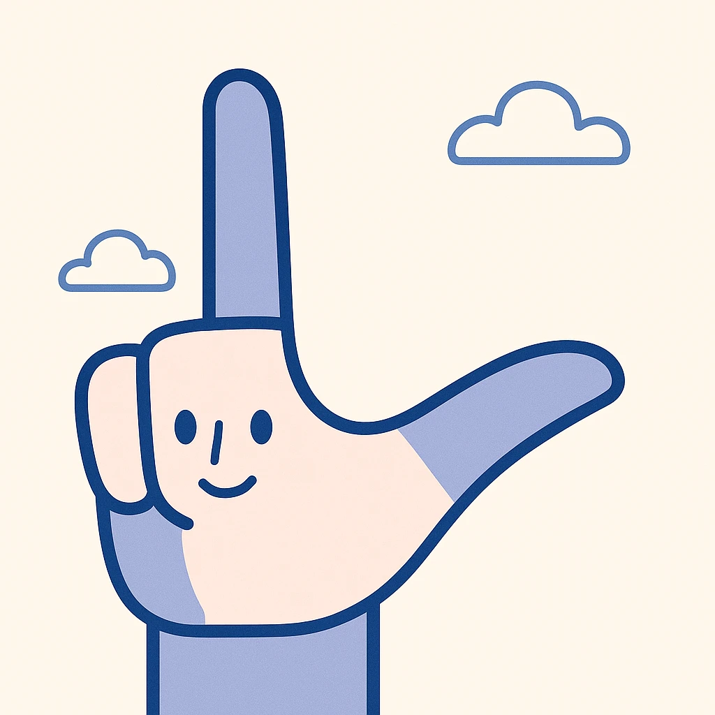 a hand forming a mirrored L shape, palm visible, minimal style emoji