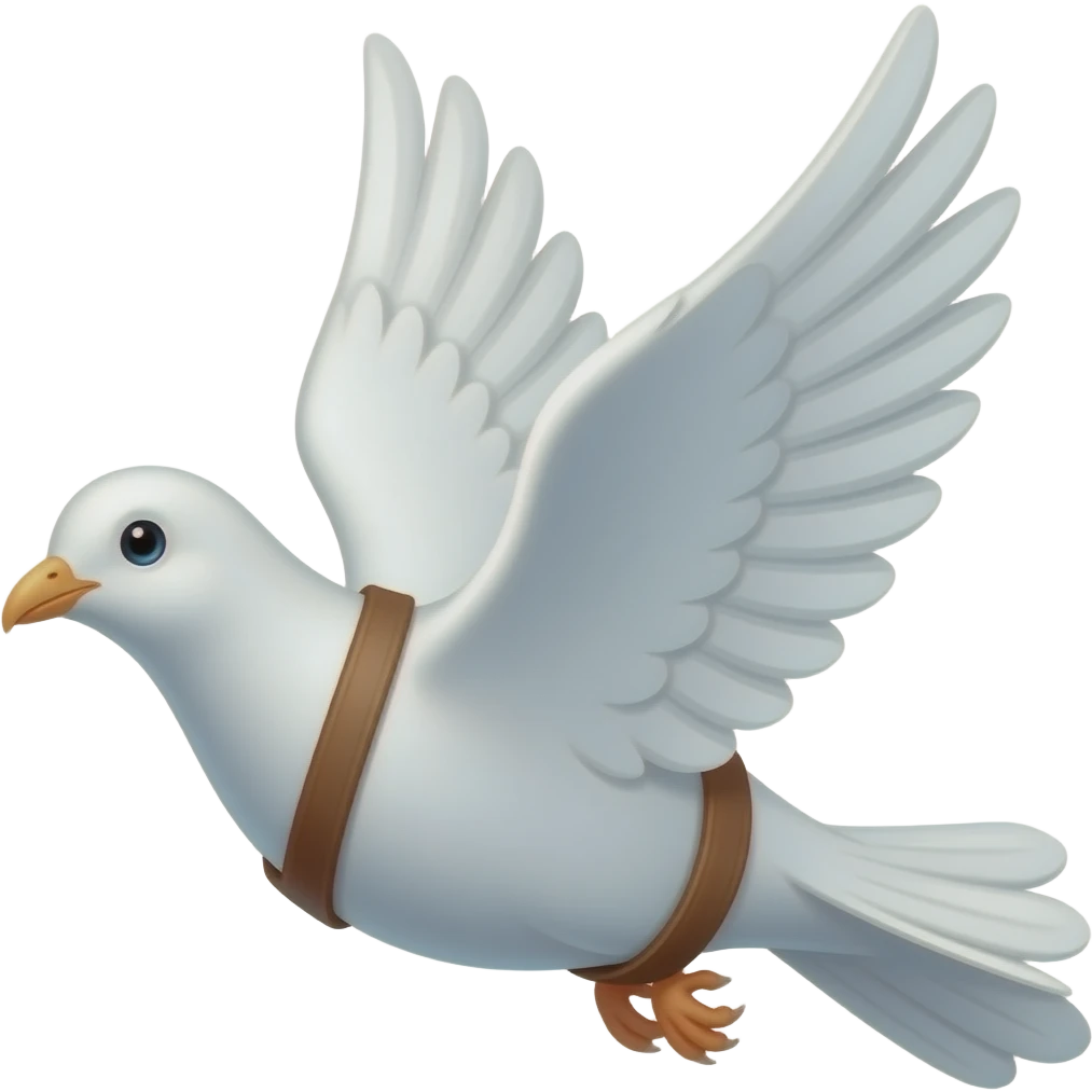 white dove bird flying away with belt wrapped around back emoji