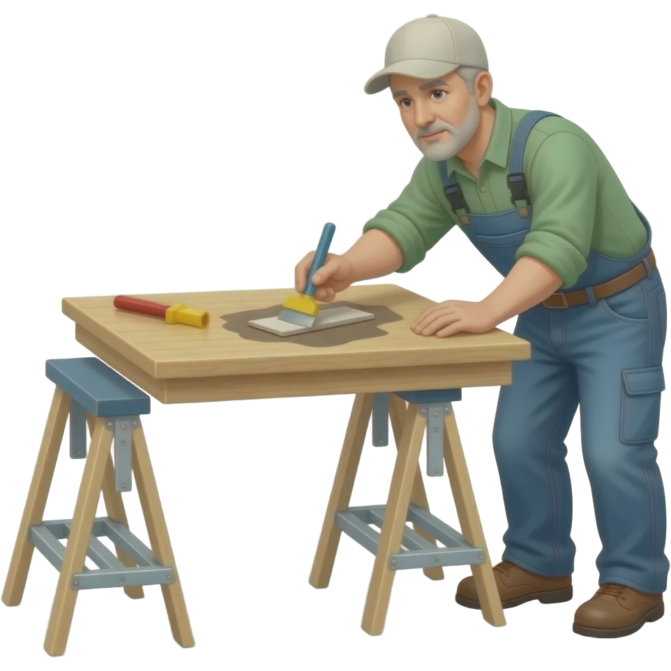 Sanding a table in the basement emoji