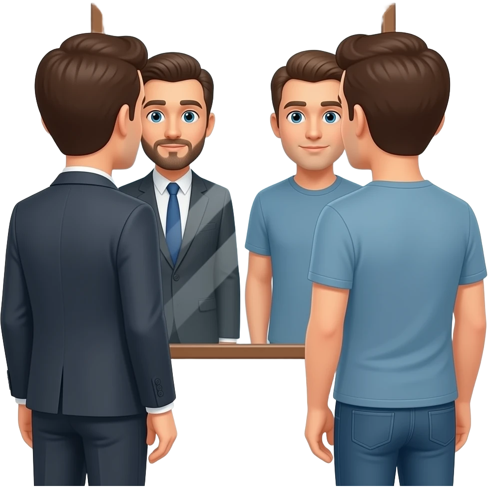 comparison man looking in mirror Me vs them emoji