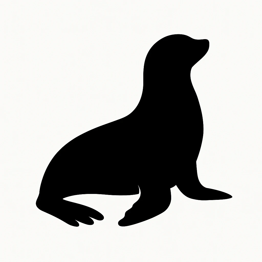 Seal black silhouette white background emoji