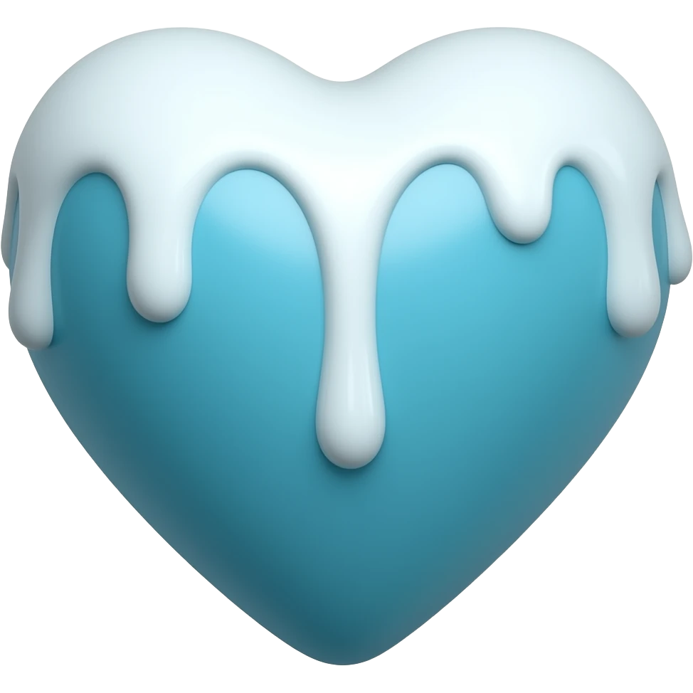 cyan  heart with white liquid dripping down emoji