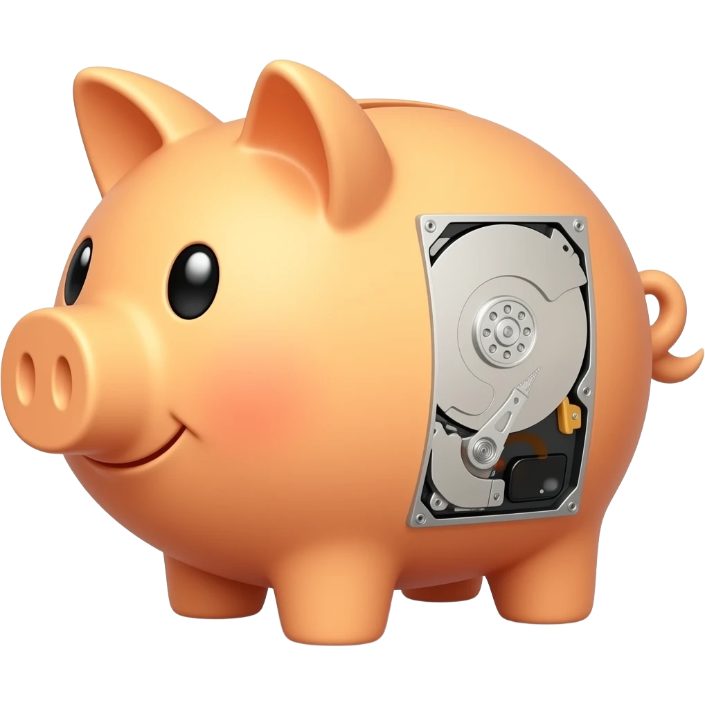 orange piggy bank looking like a lacie hard drive emoji