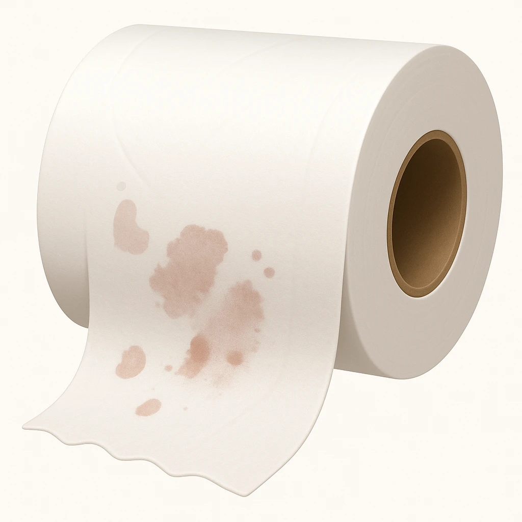 Used toilet paper with less blood, subtle blood stains, in the style of emoji (apple style emojis). The blood should be discreet and minimal, preserving the emoji style. emoji