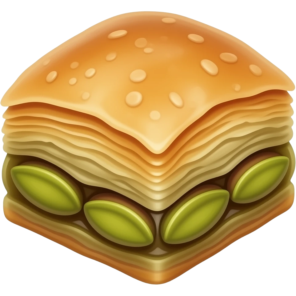 Fıstıklı baklavanın gerçekçi halini taban içine 4 tane koyarmisinemoji yaparmisin emoji