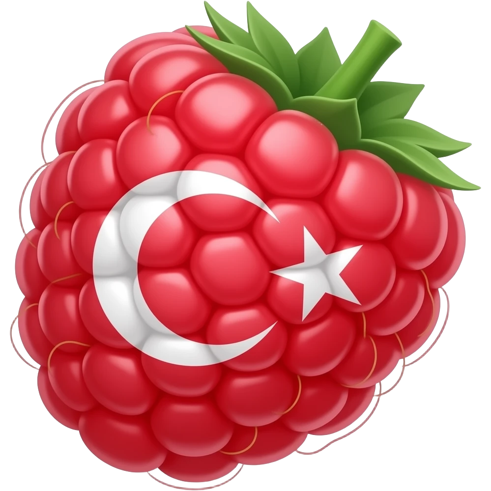 Make raspberries only  flag on berries bright rich red 2 bright with Turkish flag  red red juicy emoji