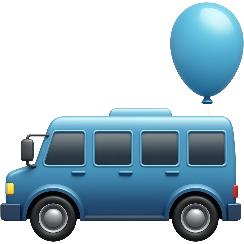 blue fortnite battle bus with a big balloon coming out the top emoji