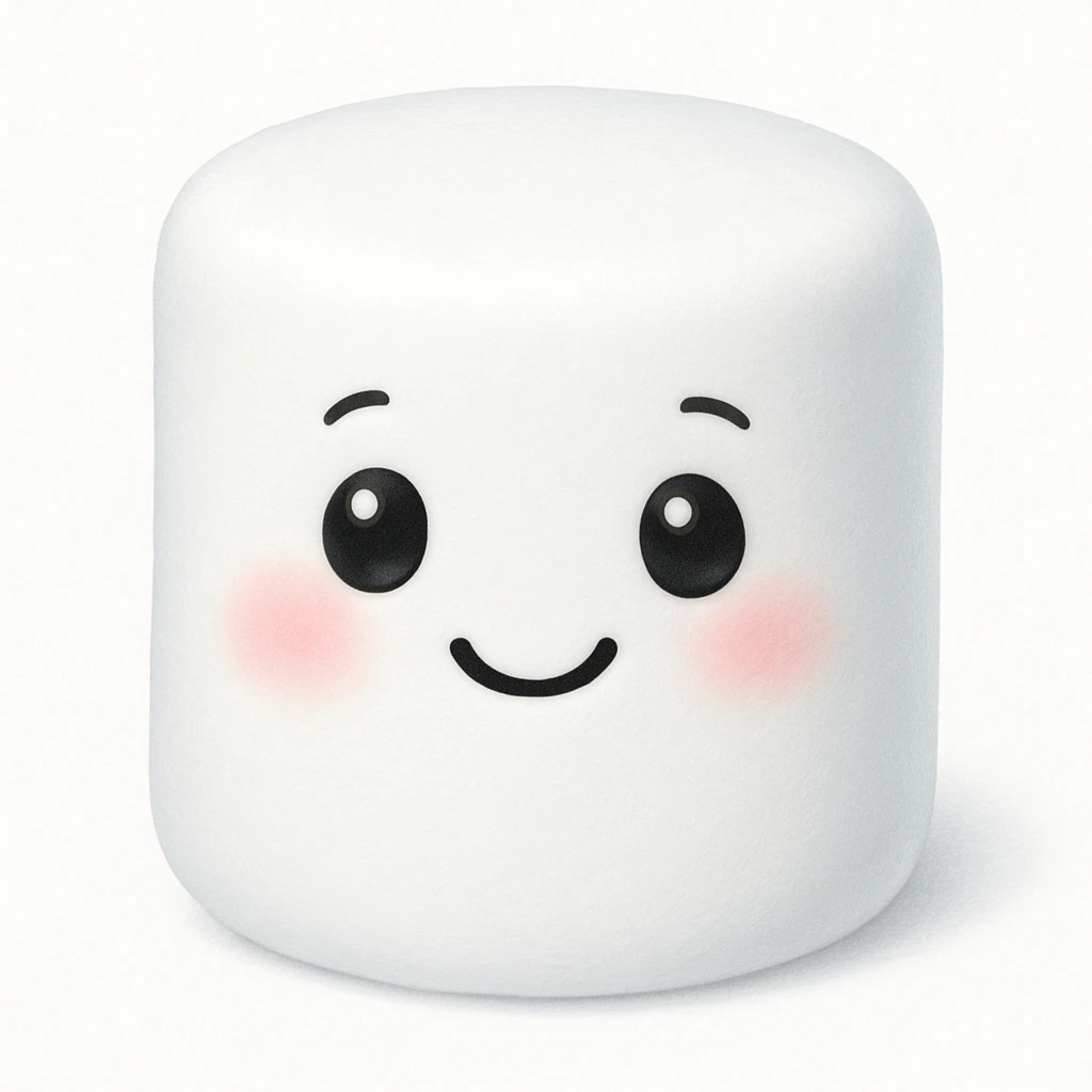 Make the single cylindrical marshmallow smaller, keep the style and background the same as in the reference images. emoji