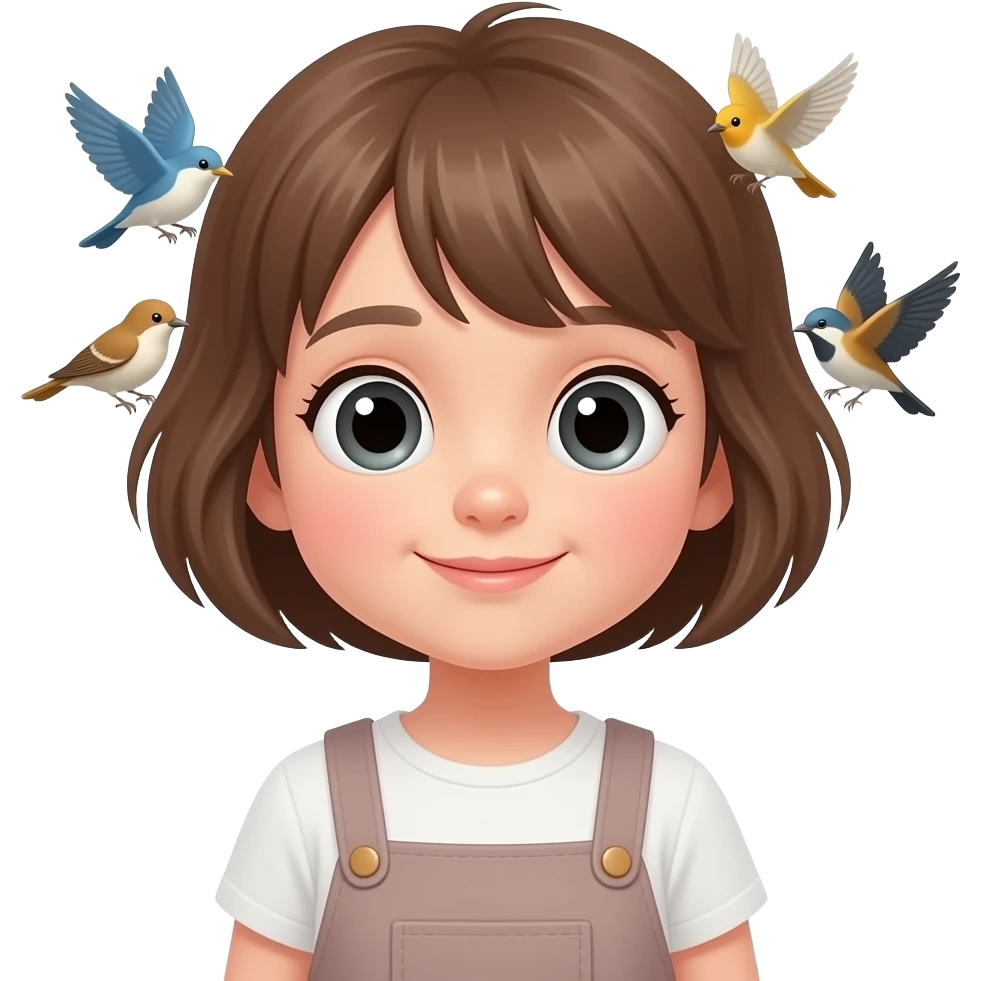 child girl watching birds emoji