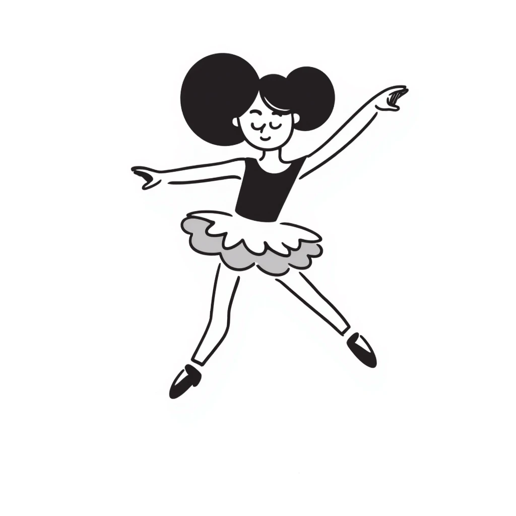 hand-drawn lines ballerina girl emoji
