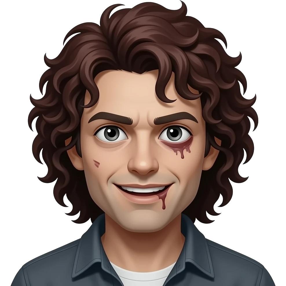 I want a male zombie with curly, somewhat long, reddish-black hair. emoji