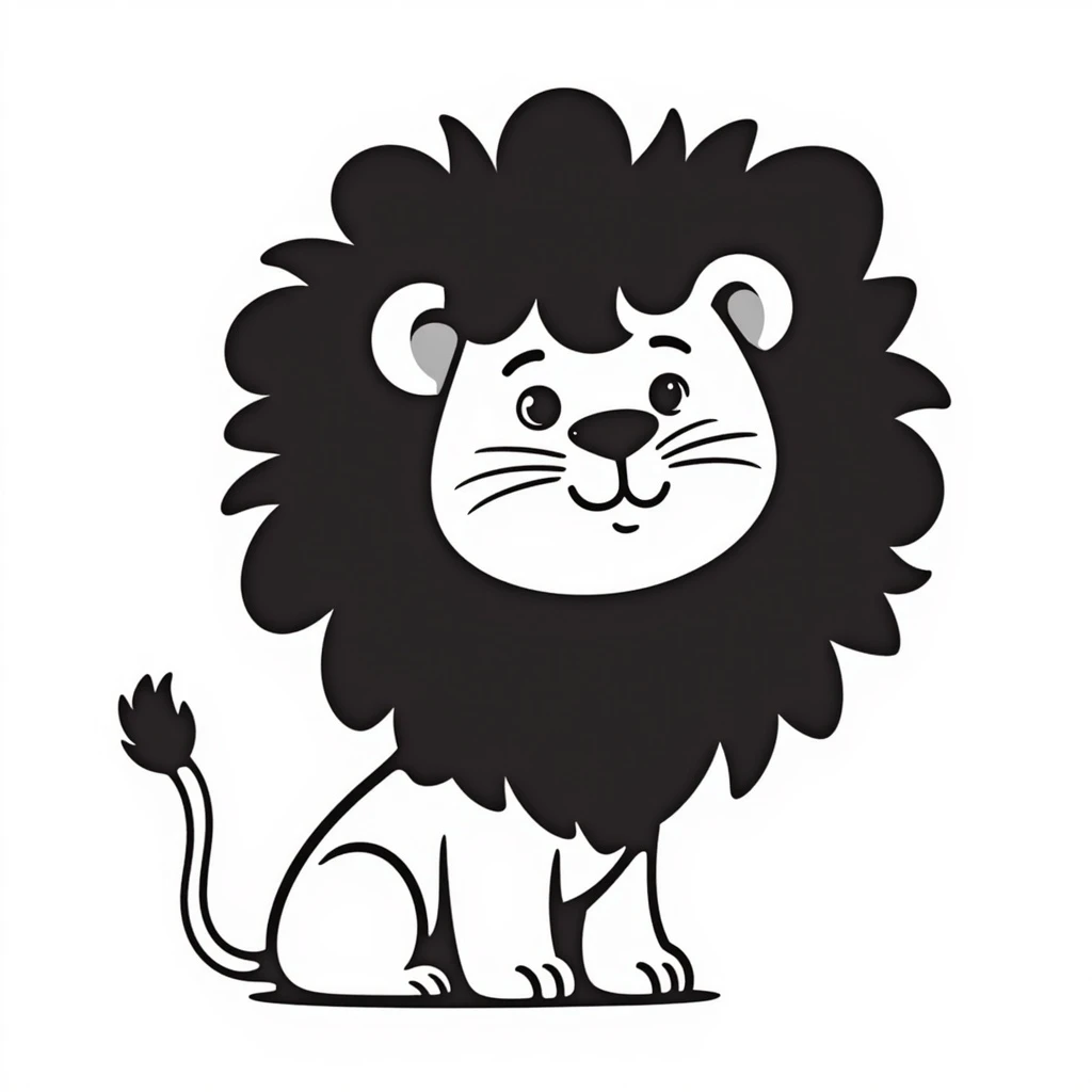A lion in the style of a black doodle. emoji