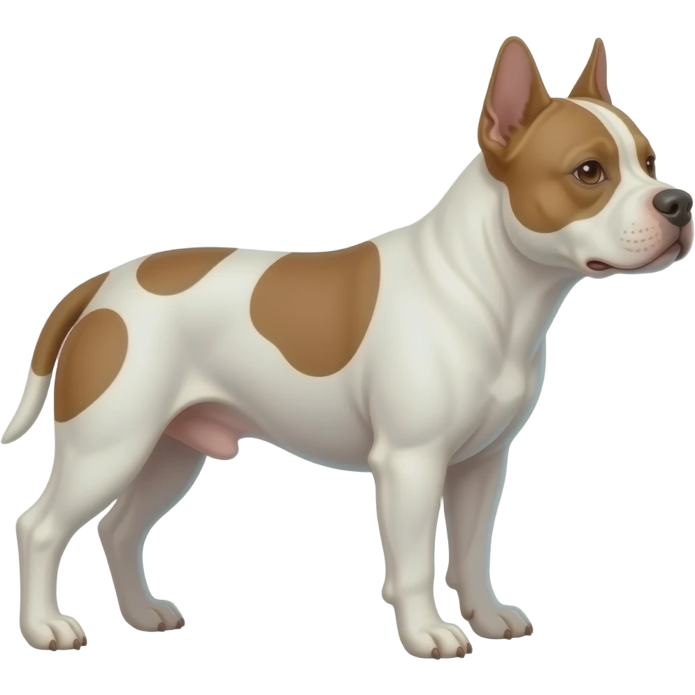 white pit bull dog with brown spots from the side facing right emoji