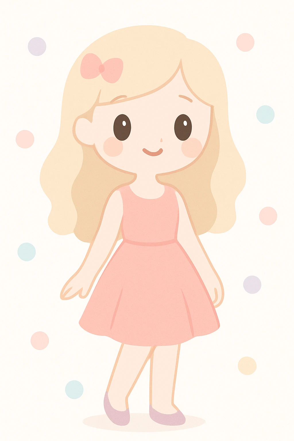 a beautiful white girl wearing a stylish pink dress, standing gracefully, modern illustration emoji