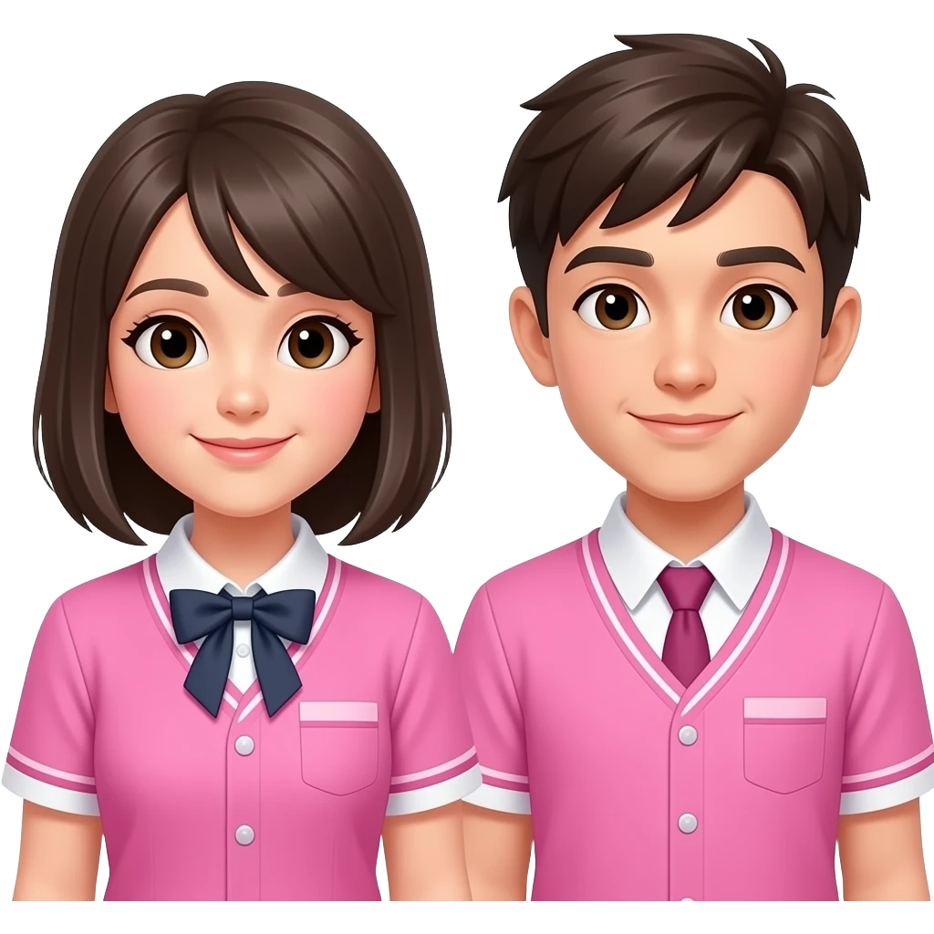 high school girls and boys wearing pink outfits not uniforms emoji