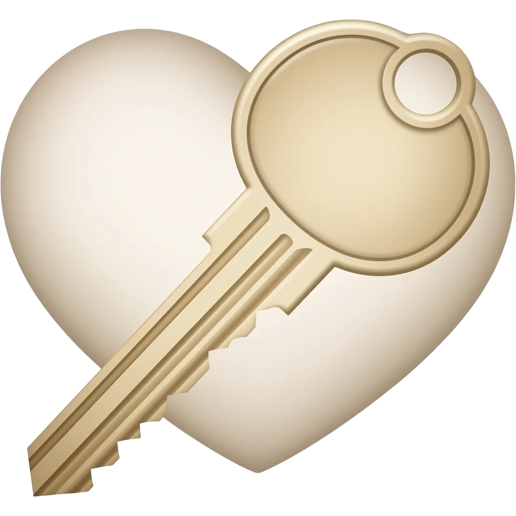 beige heart key open emoji