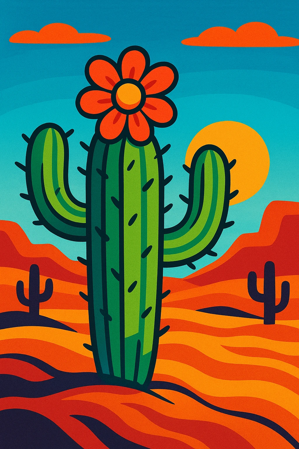 stylized cactus with a flower representing Mexican desert landscapes emoji