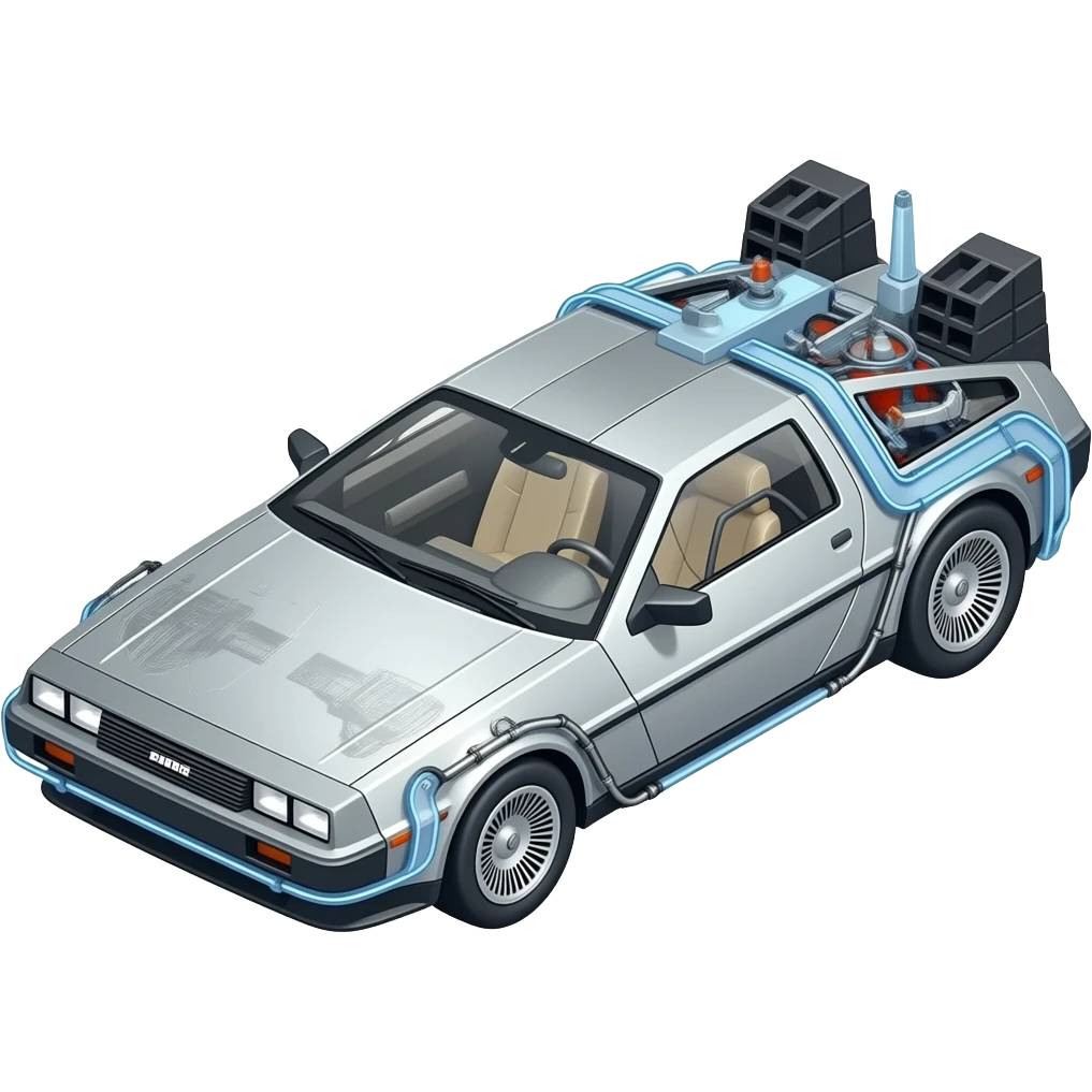 an engineer sheet for the assembly of a delorean car emoji